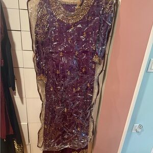 Elegant Purple and Gold Women's Dress